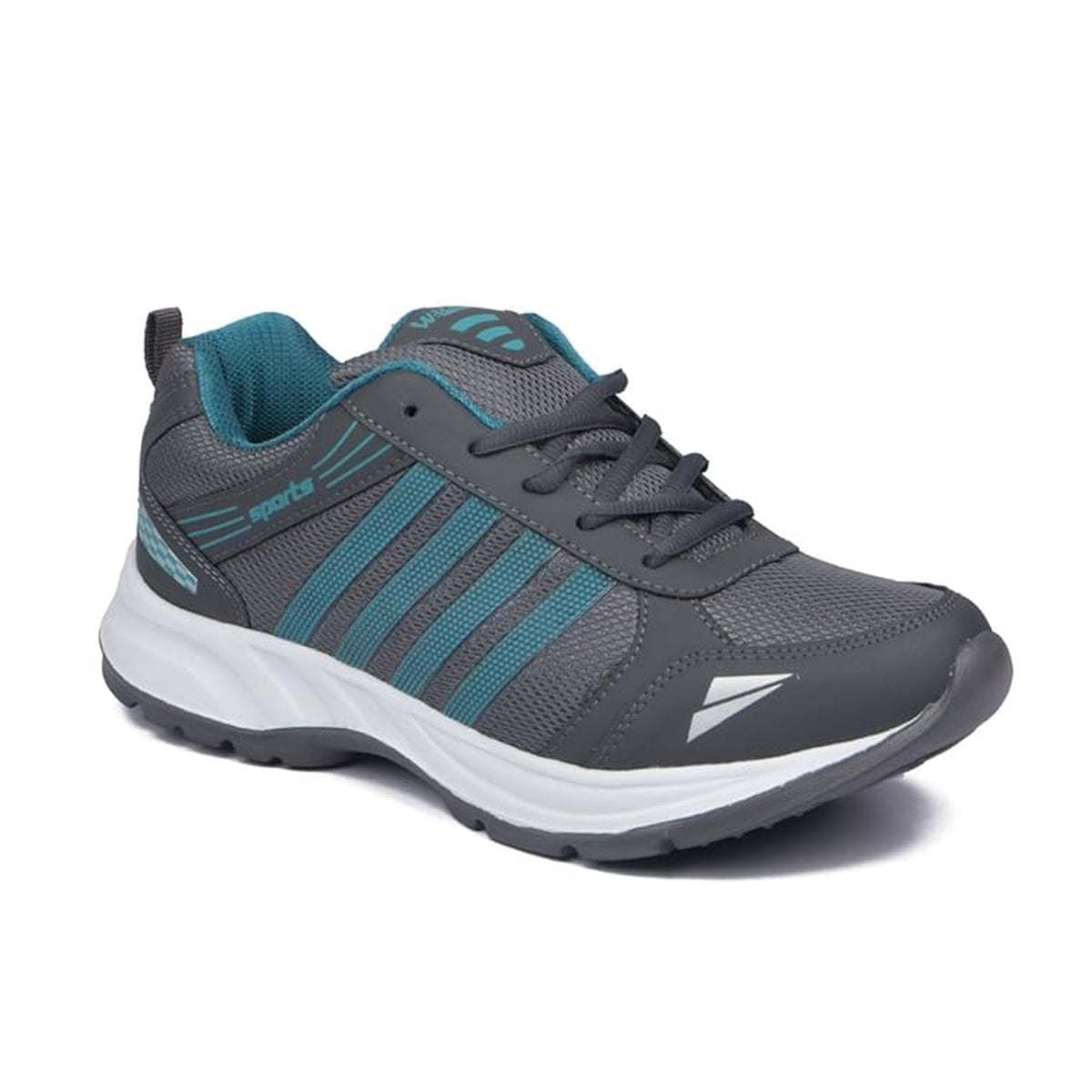 Men's Grey & Teal Sports Running Shoes