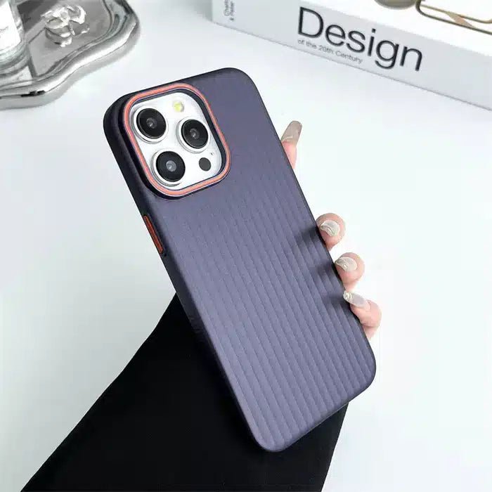 iPhone Series Corrugated Pattern Stripes Hard Purple Case