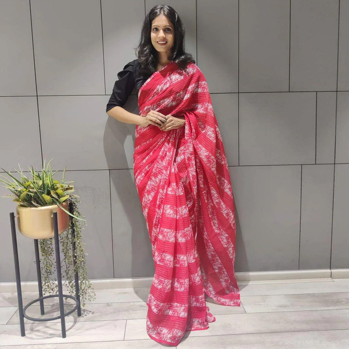 Shopesy Printed Ready to Wear Georgette Saree