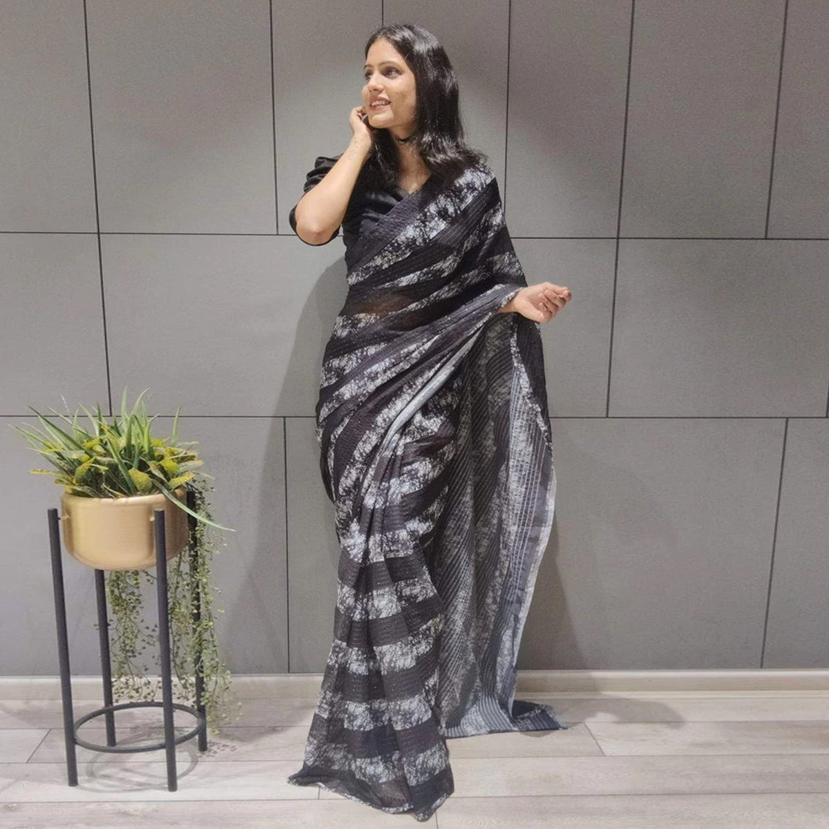 Shopesy Printed Ready to Wear Georgette Saree