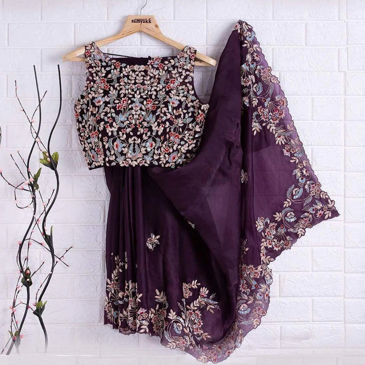 Shopesy Purple Saree In Kasturi Silk with Heavy Embroidery Work