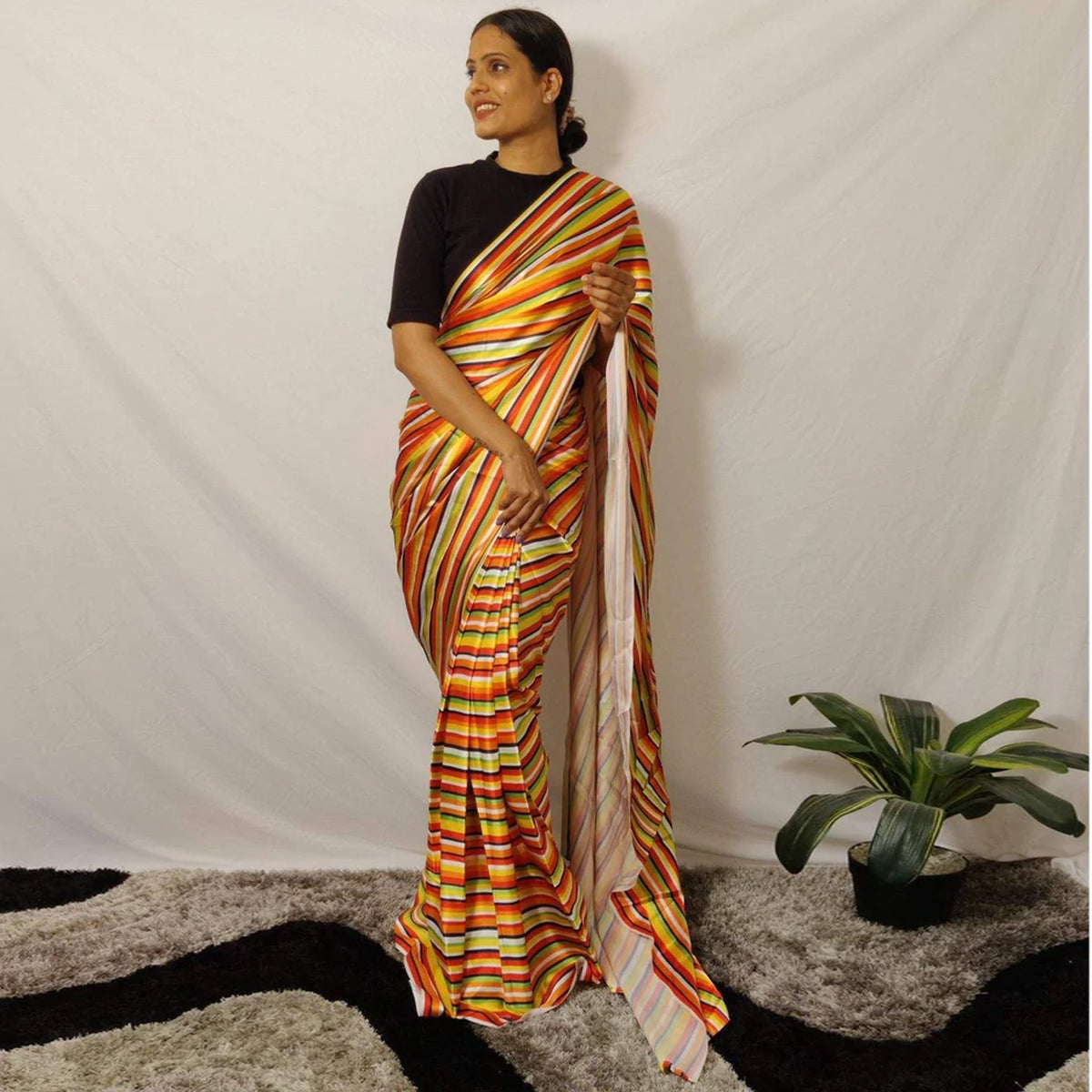 Shopesy Ready to wear Japan Satin Silk Saree