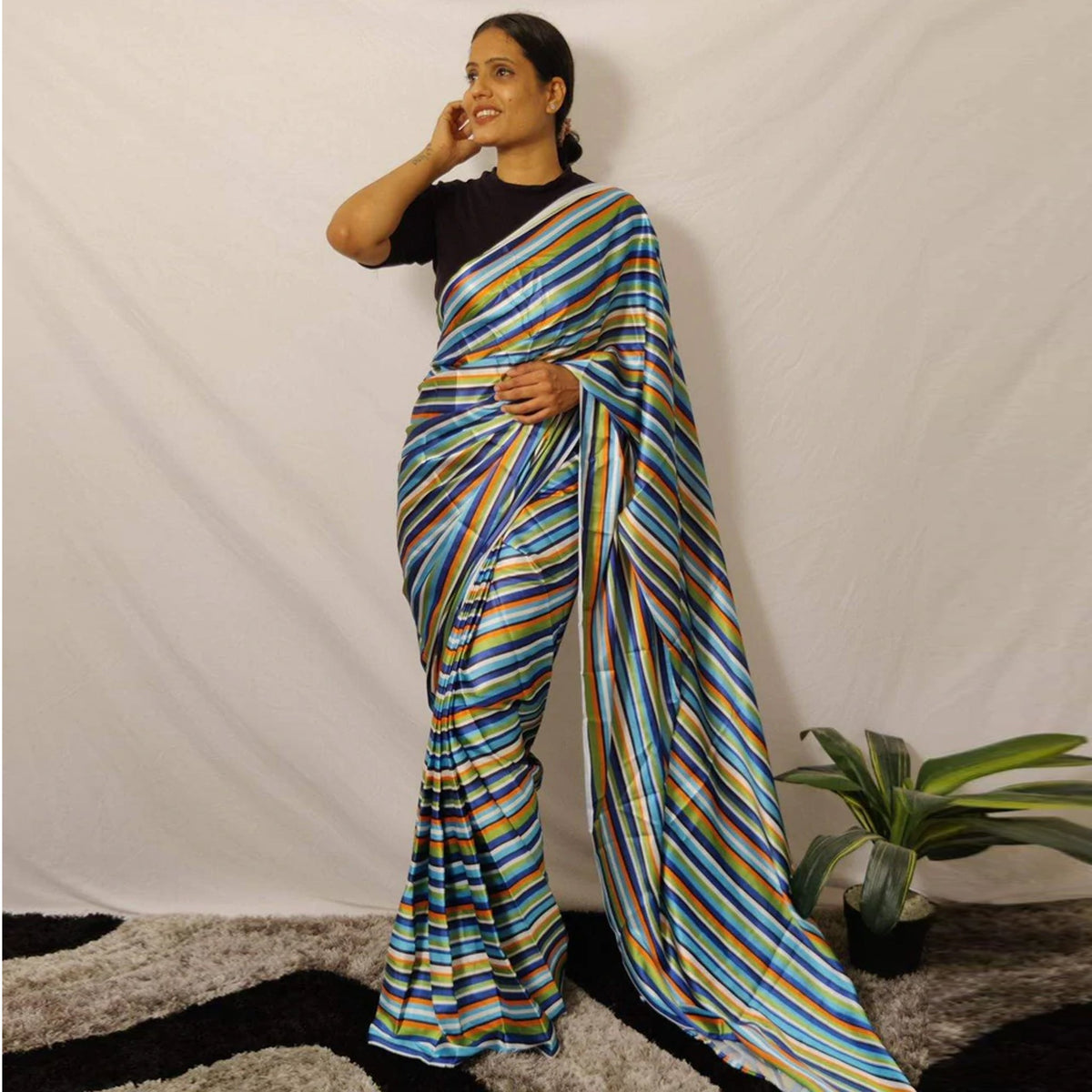 Shopesy Ready to wear Japan Satin Silk Saree