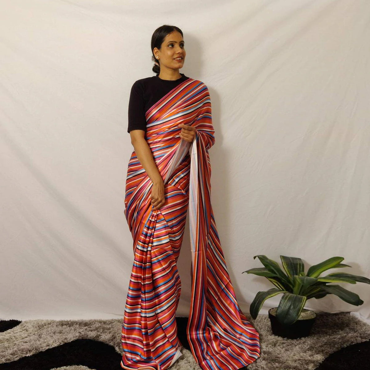 Shopesy Ready to wear Japan Satin Silk Saree