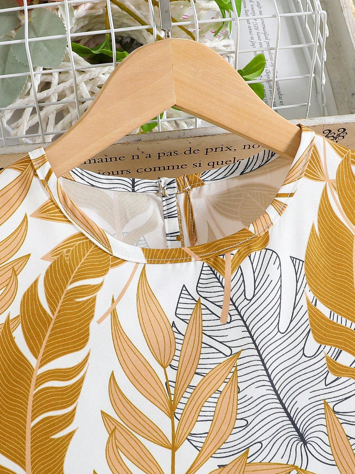 Shopesy Girls Mustard Top & Pants Set | Kids Stylish Co-Ord Outfit