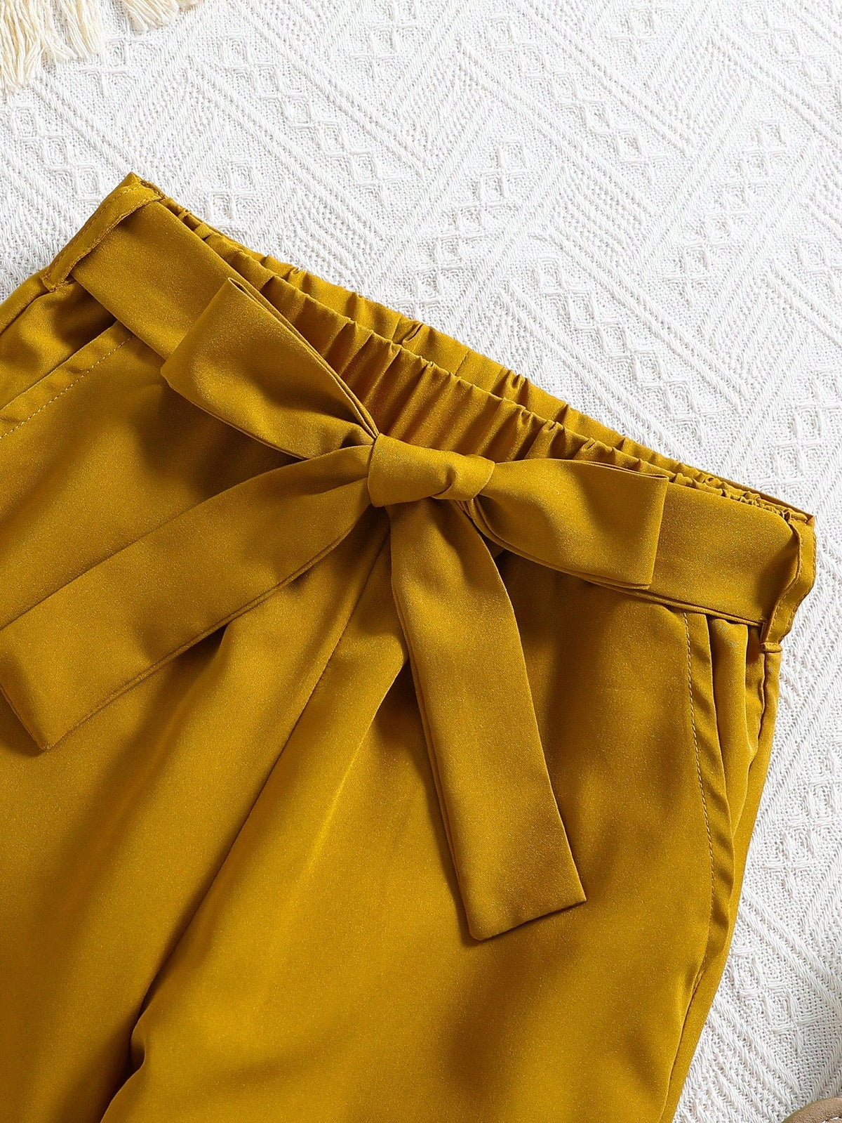 Shopesy Girls Mustard Top & Pants Set | Kids Stylish Co-Ord Outfit