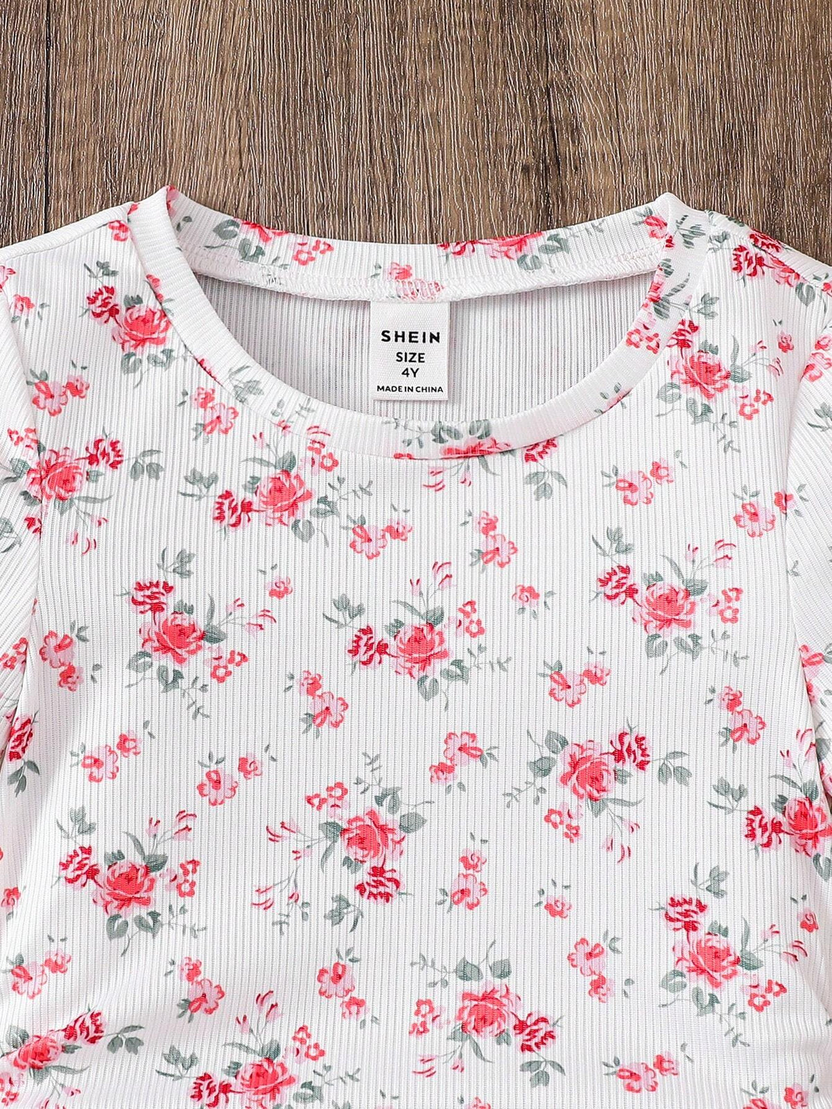 Shopesy Girls White & Pink Floral Ruched Bodycon Dress