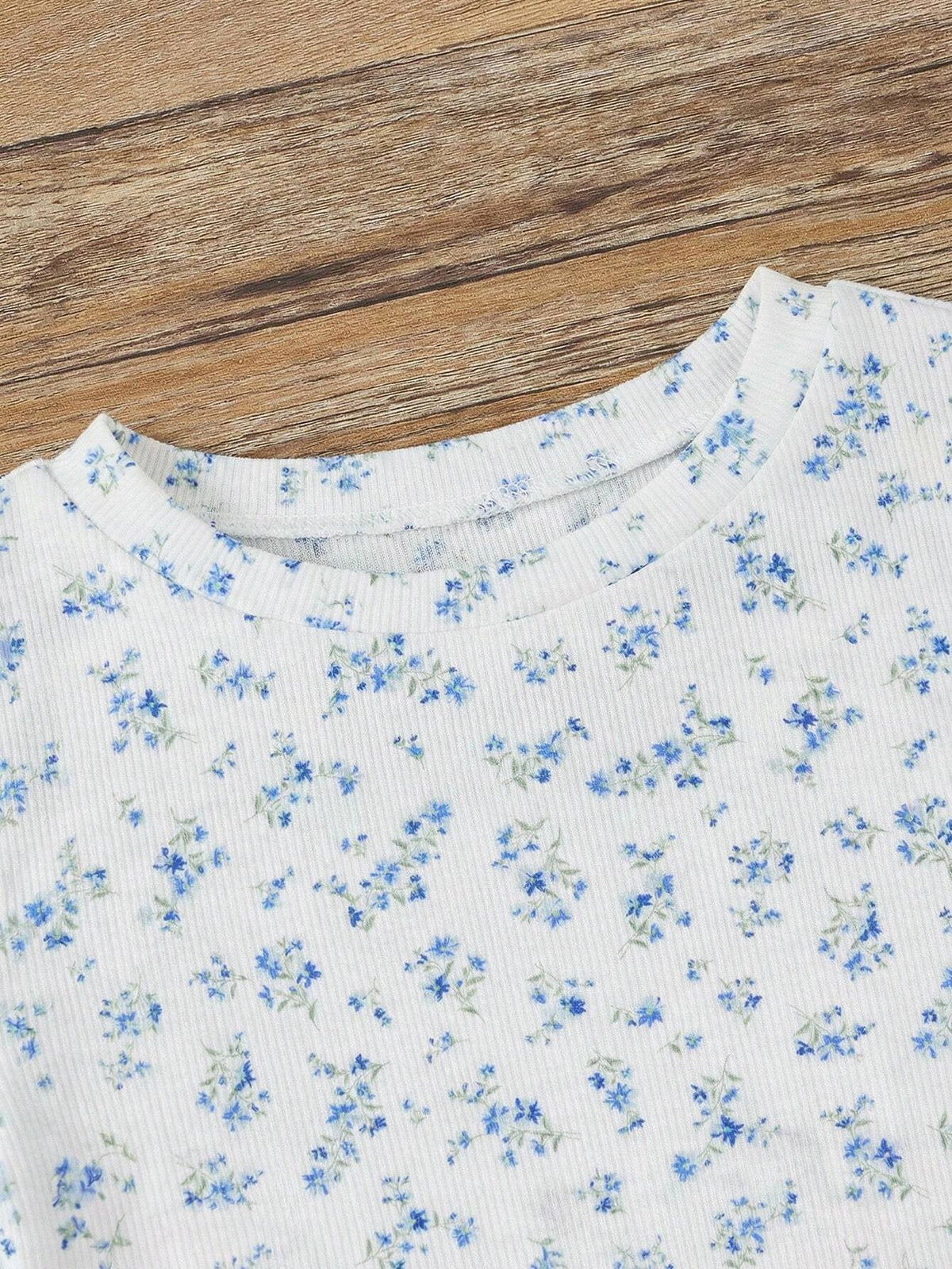 Shopesy Blue Floral Ruched Girls Bodycon Dress