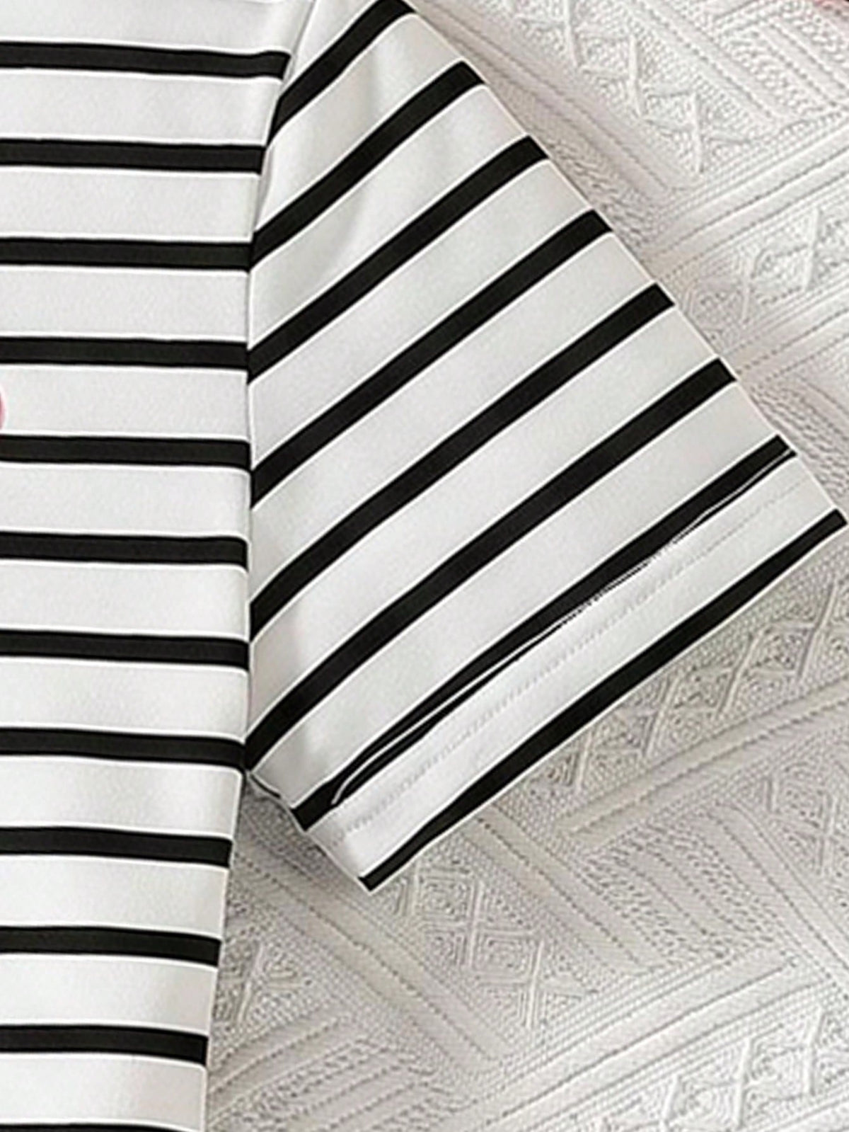 Shopesy Girls Black & White Striped Ribbed Bodycon Dress