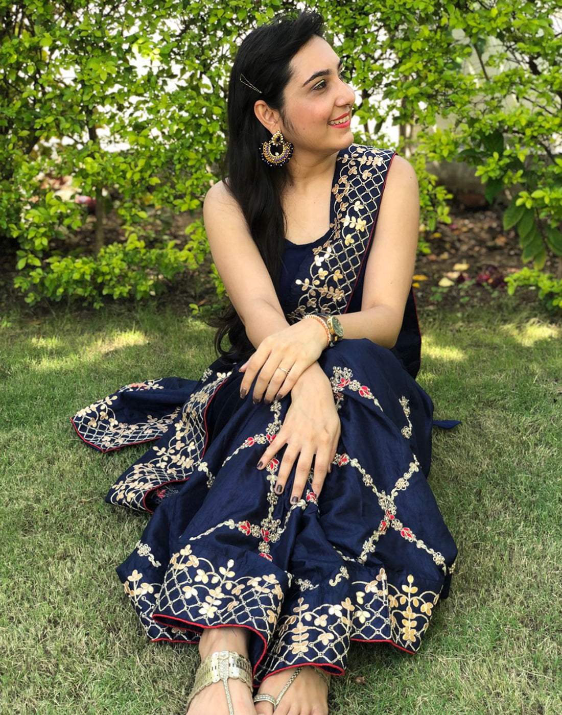 Shopesy Kasab Silk Saree with Beautiful Embroidery Jaipuri with Ceramic Pearl and Silk Blouse for Wedding