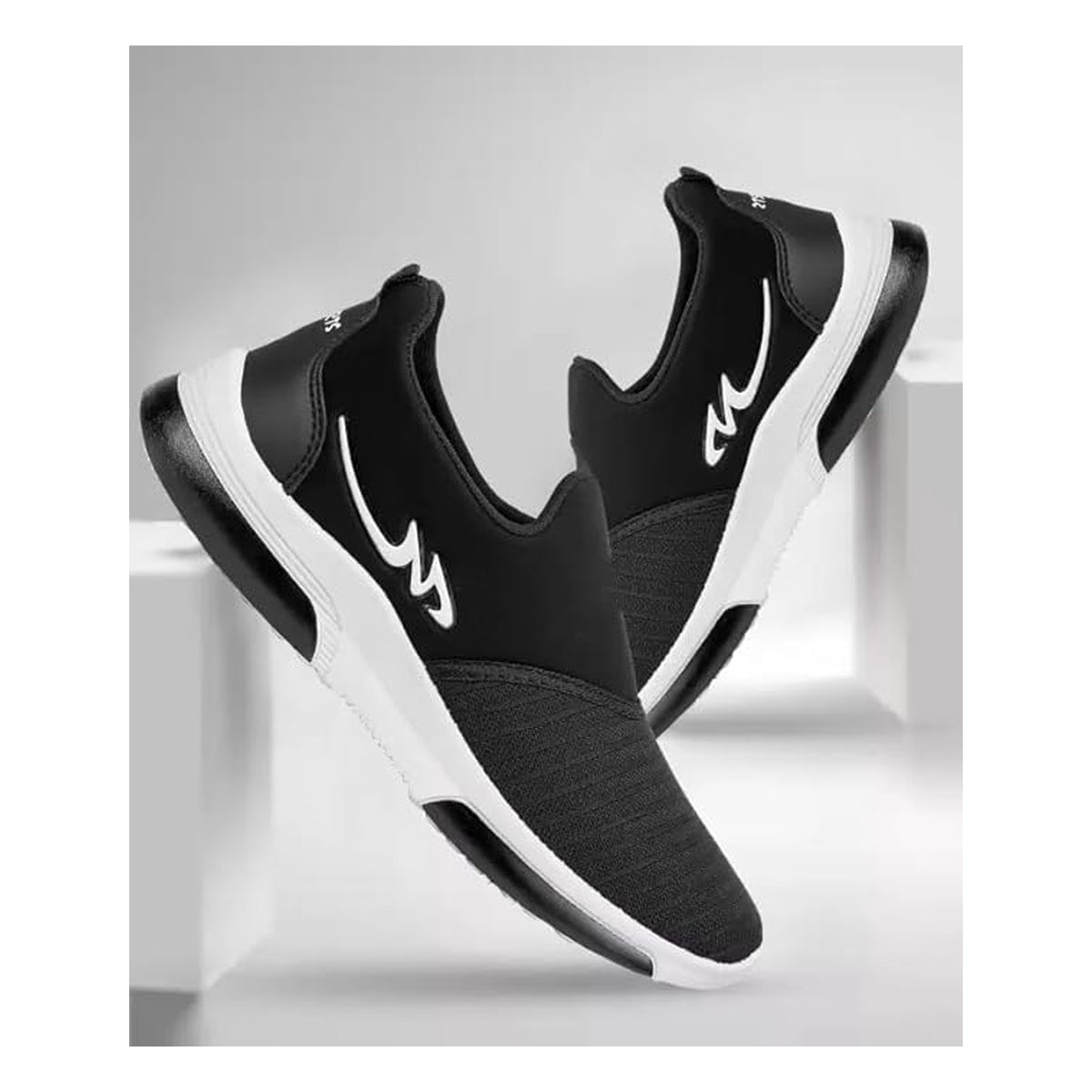 Men's Black Slip-On Walking Shoes