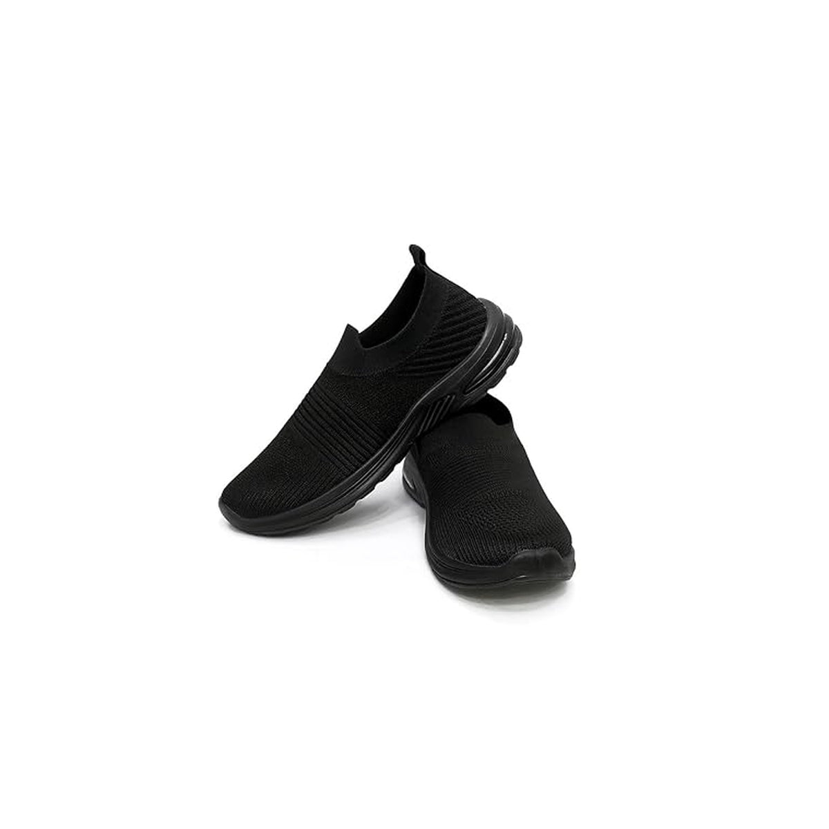 Men's Black Slip-On Knit Walking Shoes