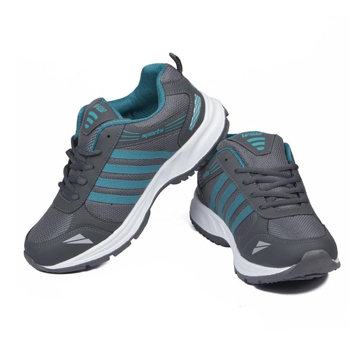 Men's Grey & Teal Sports Running Shoes