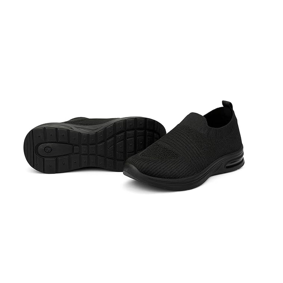 Men's Black Slip-On Knit Walking Shoes