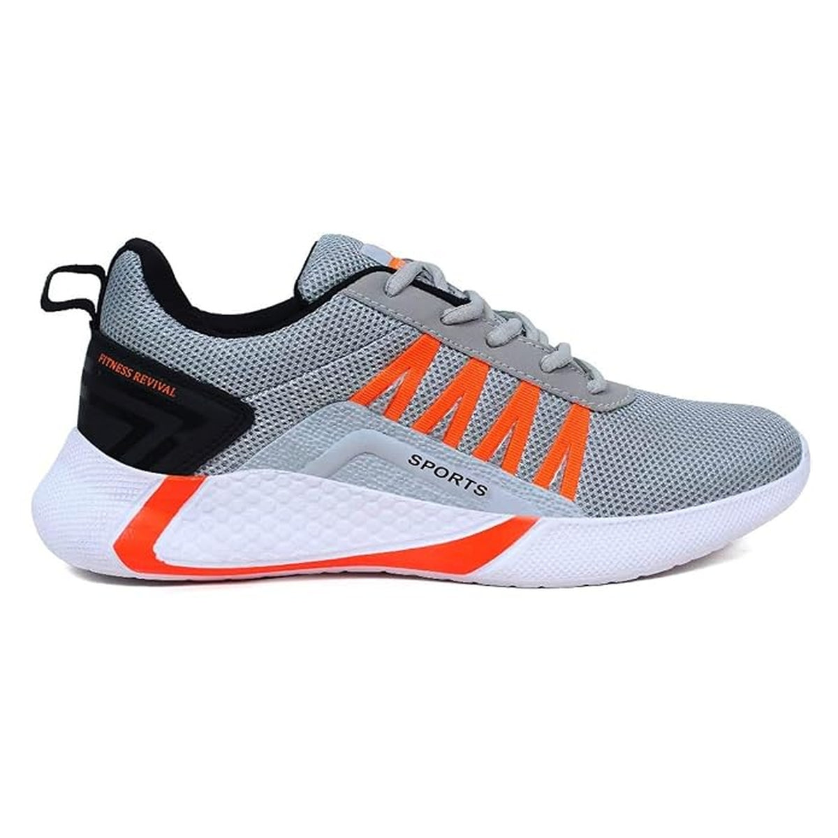 Men's Lightweight Grey & Orange Sports Running Shoes