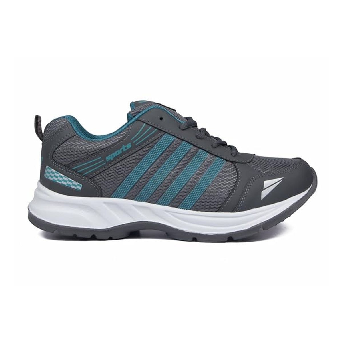 Men's Grey & Teal Sports Running Shoes