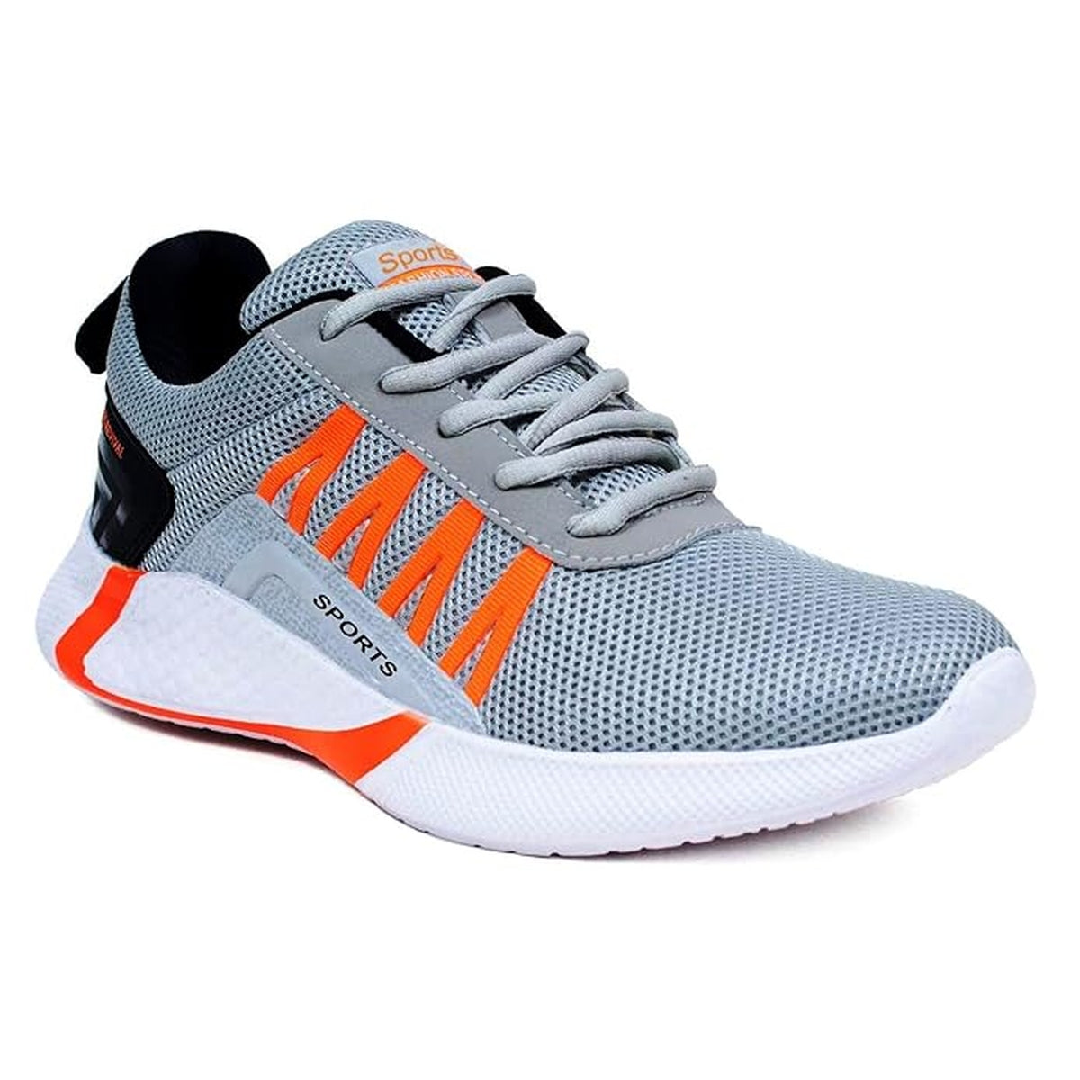 Men's Lightweight Grey & Orange Sports Running Shoes