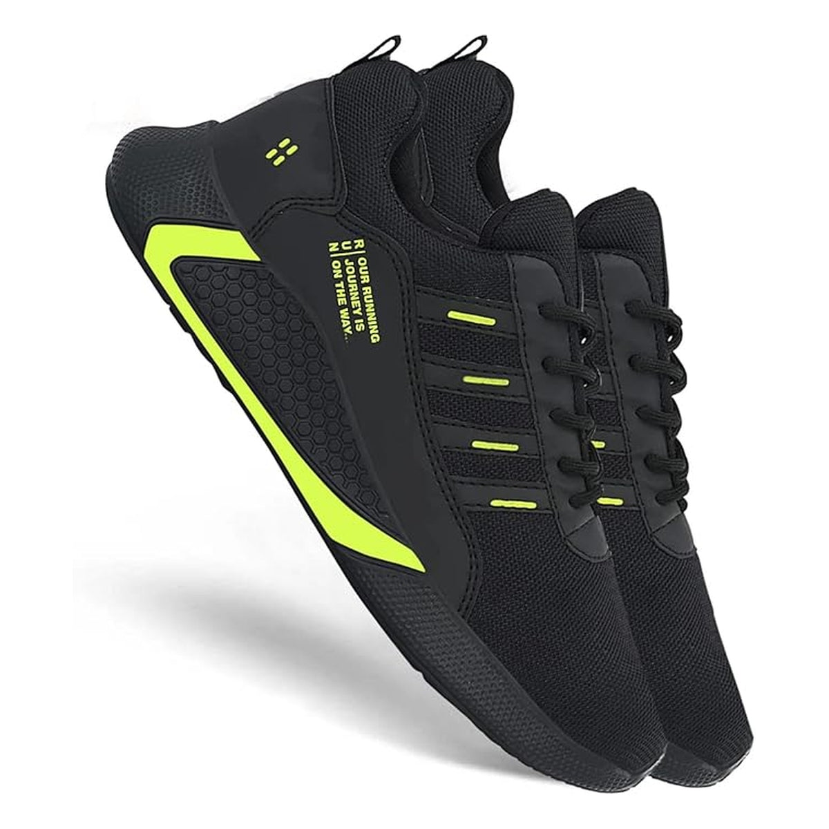 Men's Black Neon Green Running Shoes