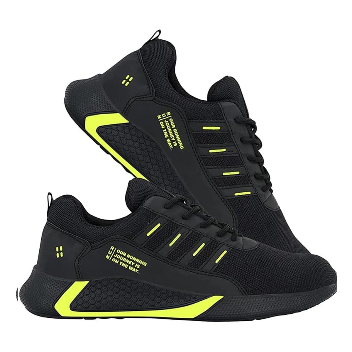 Men's Black Neon Green Running Shoes