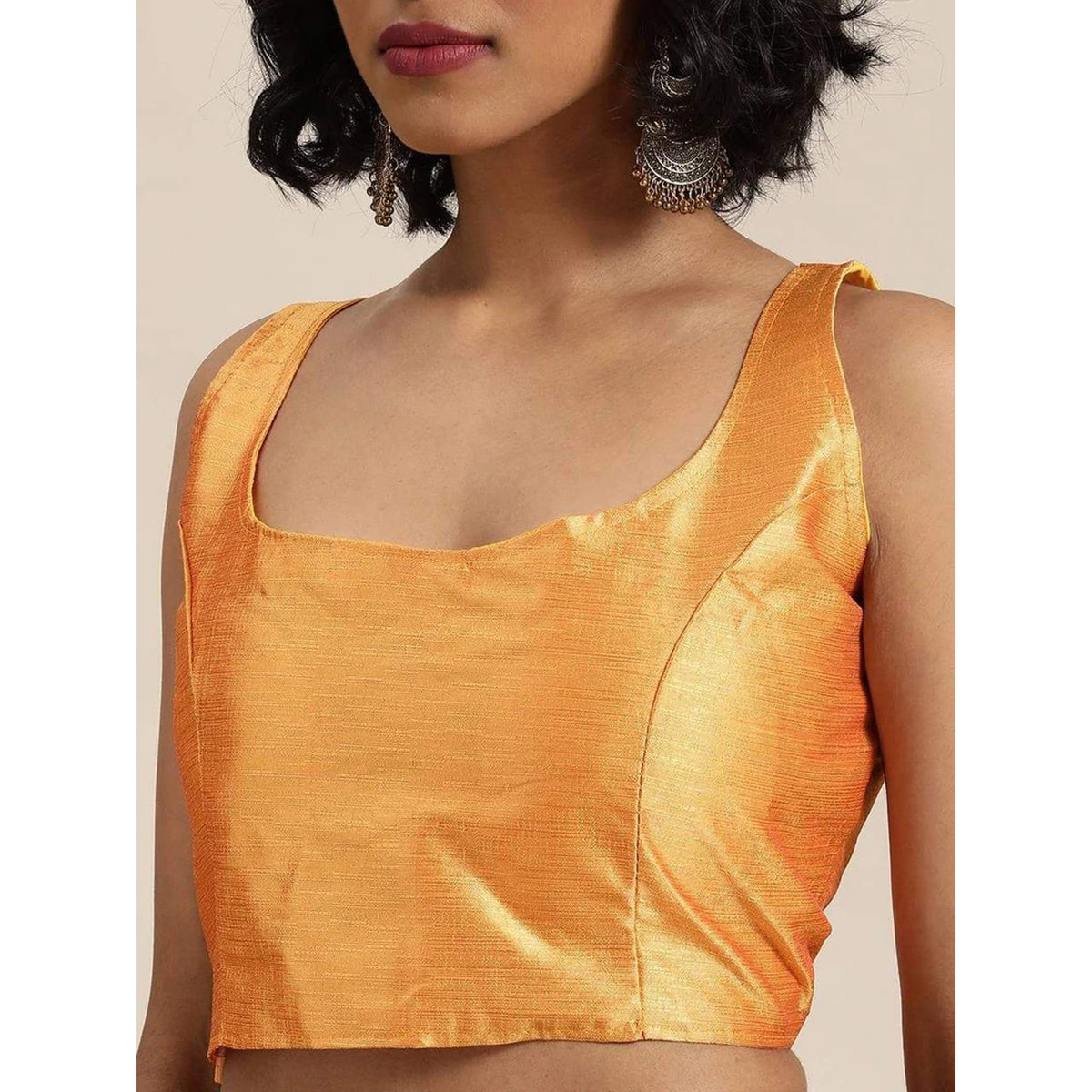 Shopesy Full sequence Grey Saree with Orange Blouse