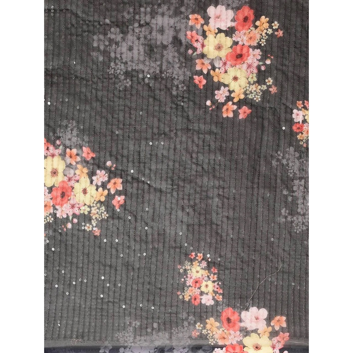 Shopesy Full sequence Grey Saree with Pink Blouse
