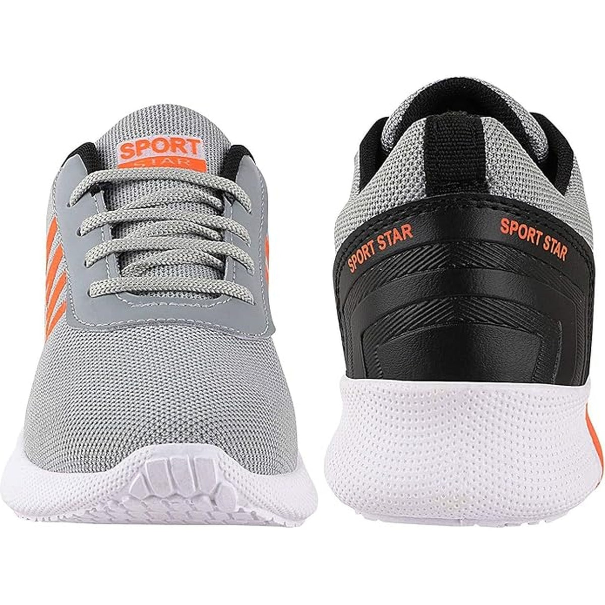 Men's Lightweight Grey & Orange Sports Running Shoes