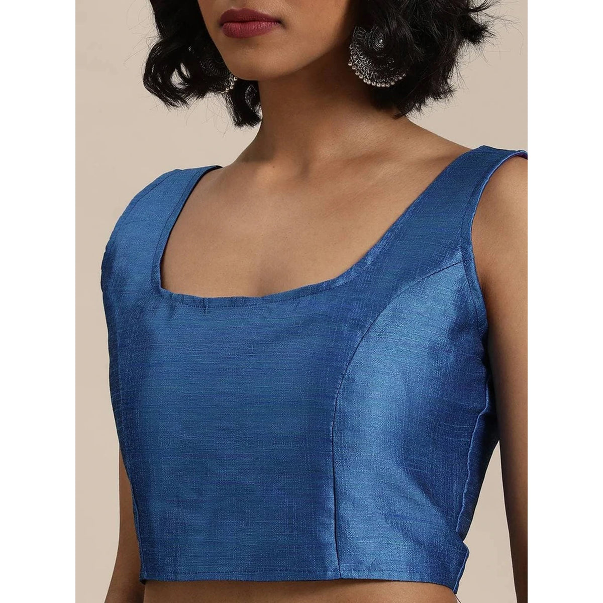 Shopesy Full sequence White Saree with Blue Blouse