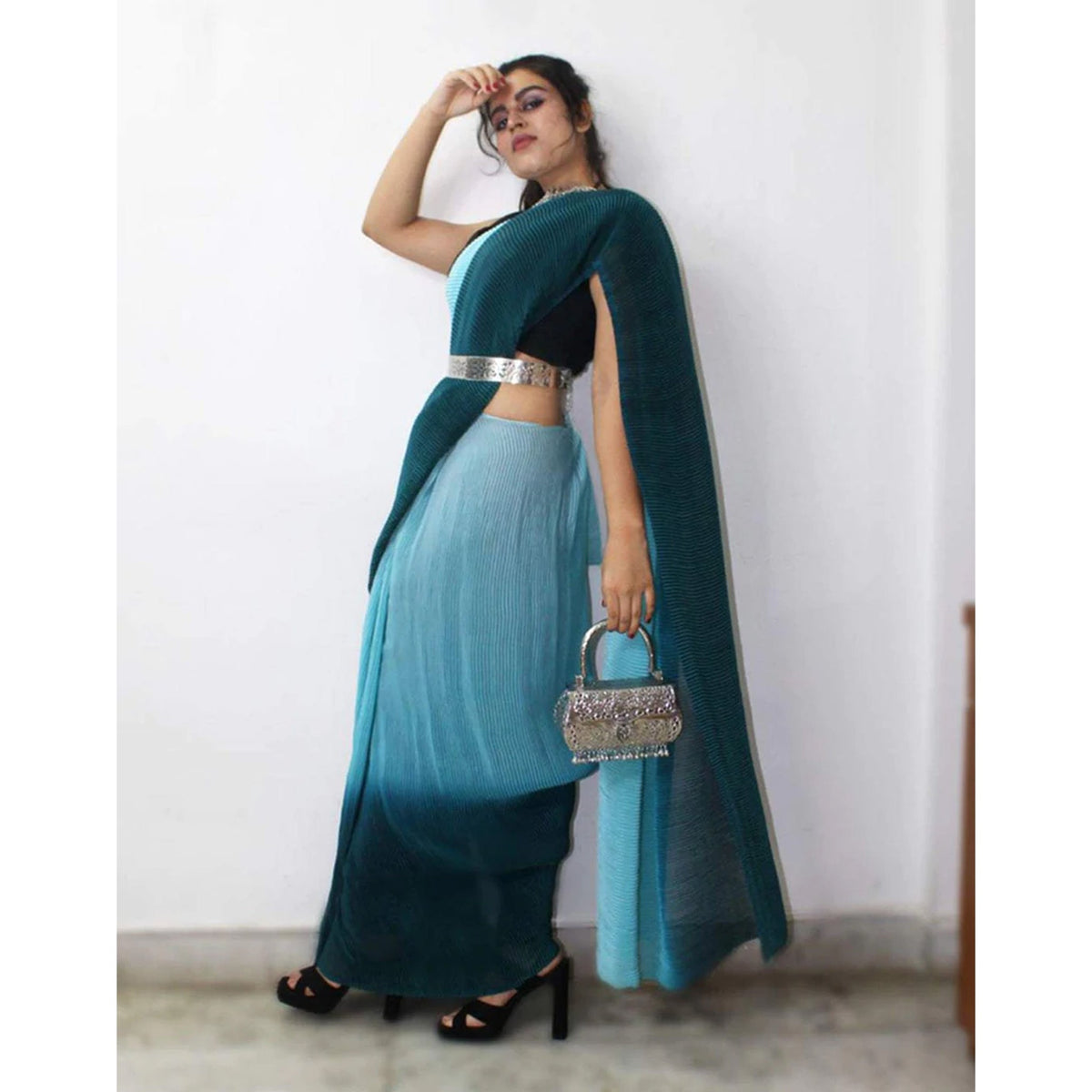 Shopesy Georgette Saree with Digital Padding Print and Silk Blouse for Wedding