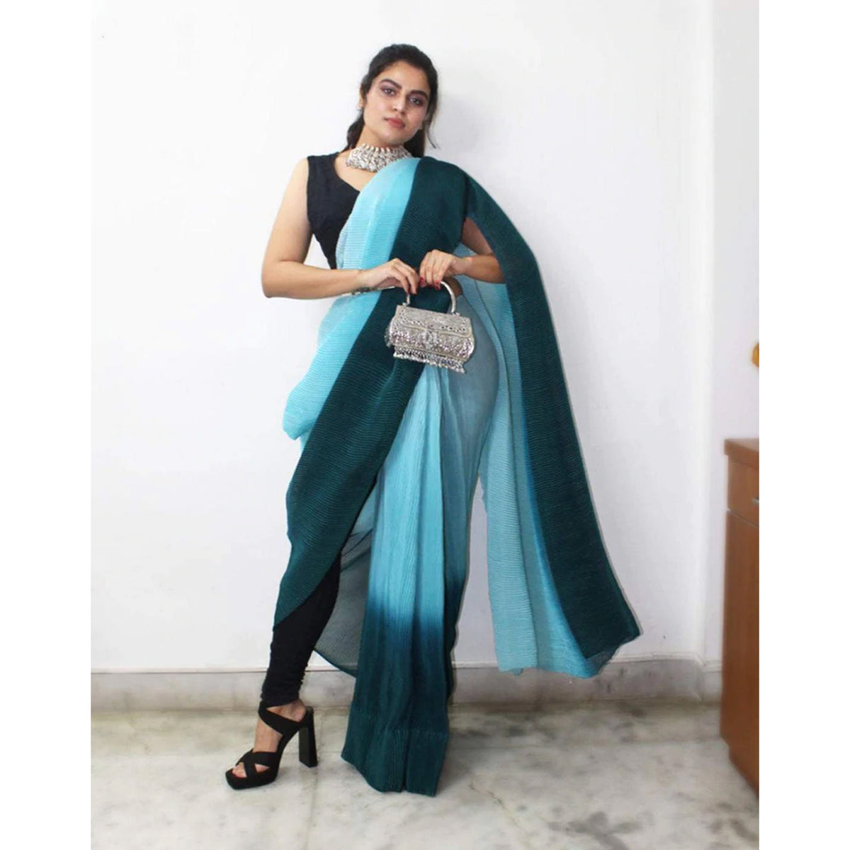 Shopesy Georgette Saree with Digital Padding Print and Silk Blouse for Wedding
