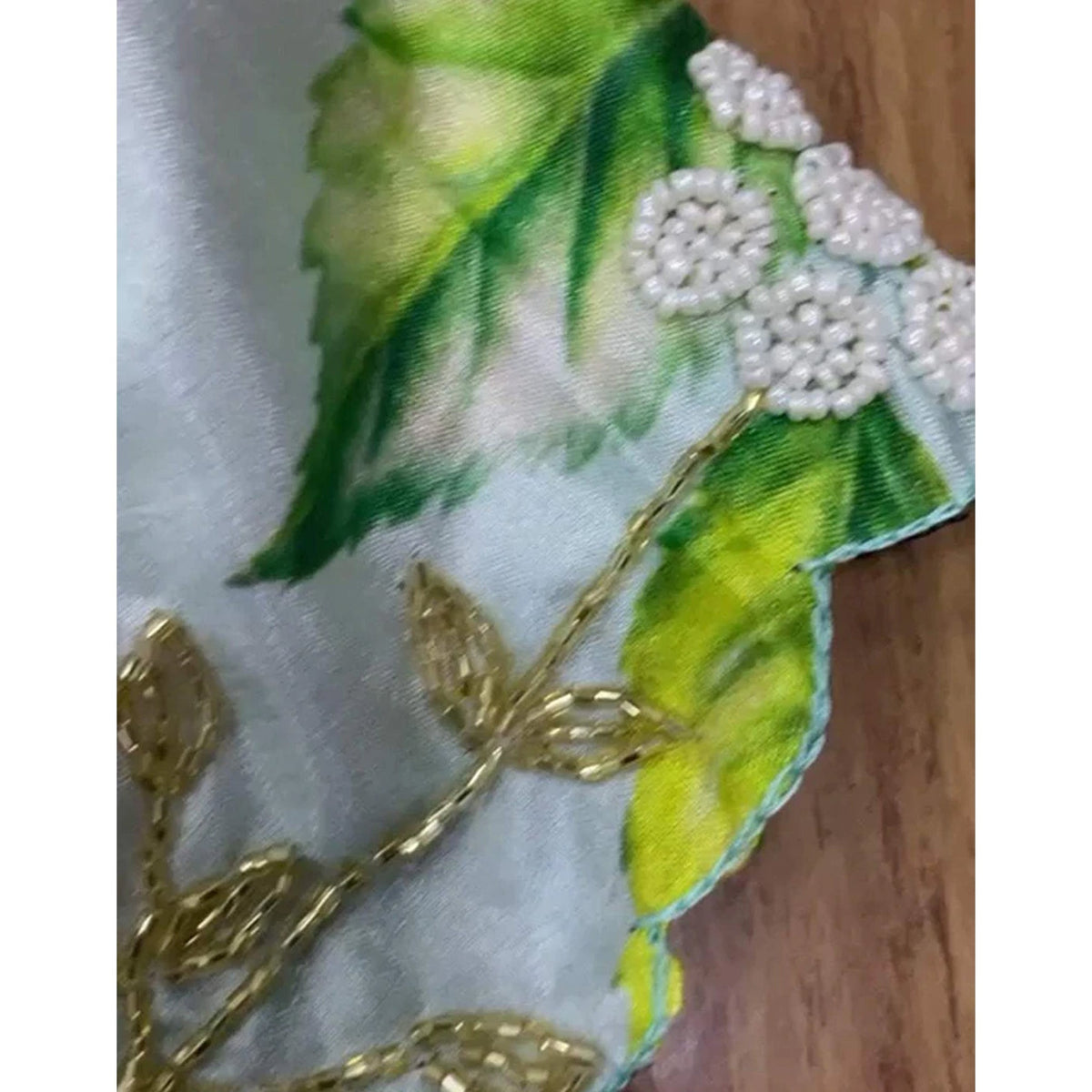 Shopesy Malai Silk Saree with Hand Paint and Handi Crafted Khatli and Pearl Work with Handwork Sleeves Blouse