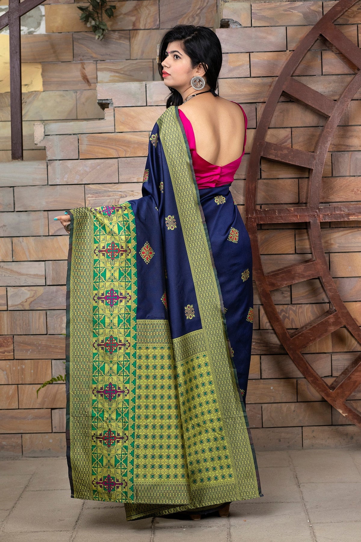 Shopesy Blue Banarasi Silk Traditional Saree With Blouse Piece