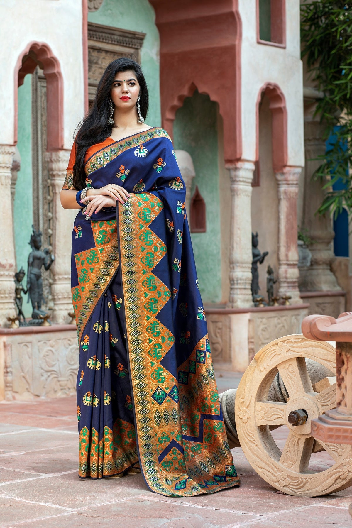 Shopesy Designer Patola Silk Traditional Saree With Rich Pallu And Zari Woven Work Saree For Women | Wedding Wear Party Wear Indian Saree