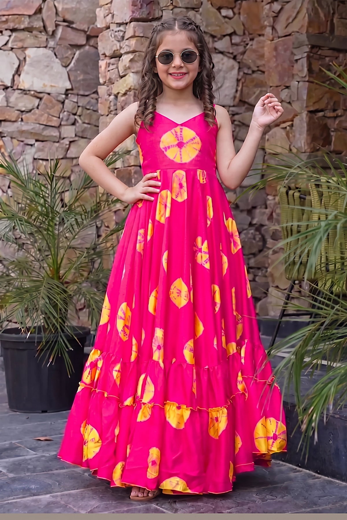 Shopesy Heavy Rayon Digital Print Full Flare Anarkali Gown for Girls