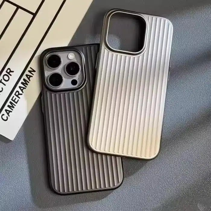 iPhone Series Corrugated Pattern Stripes Hard Black Case