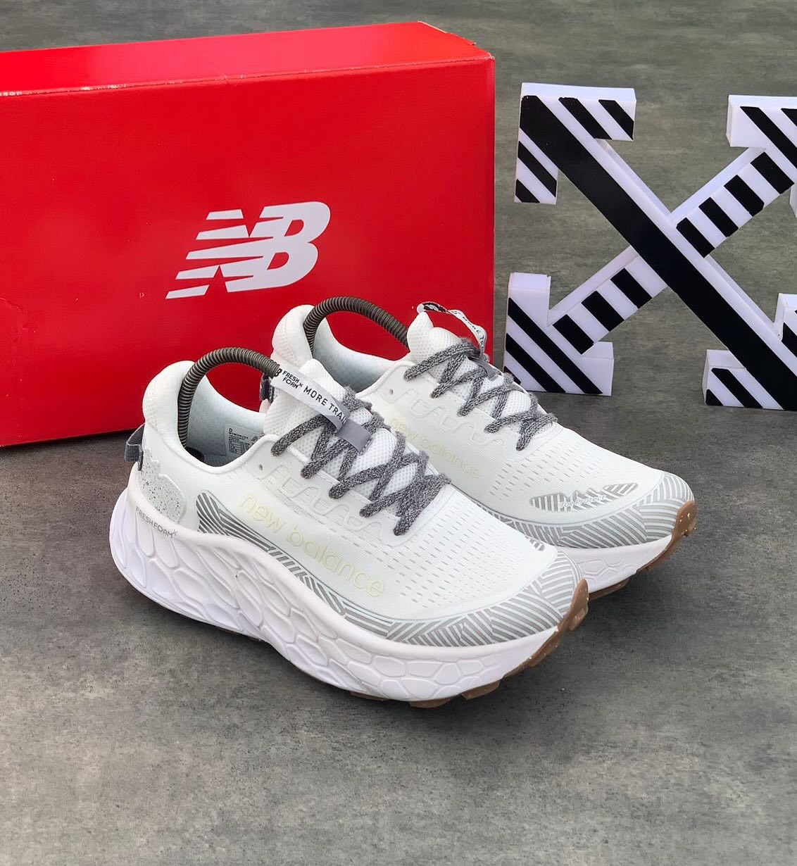 New Balance Fresh Foam X More Trail V3 Light Grey Running Shoes