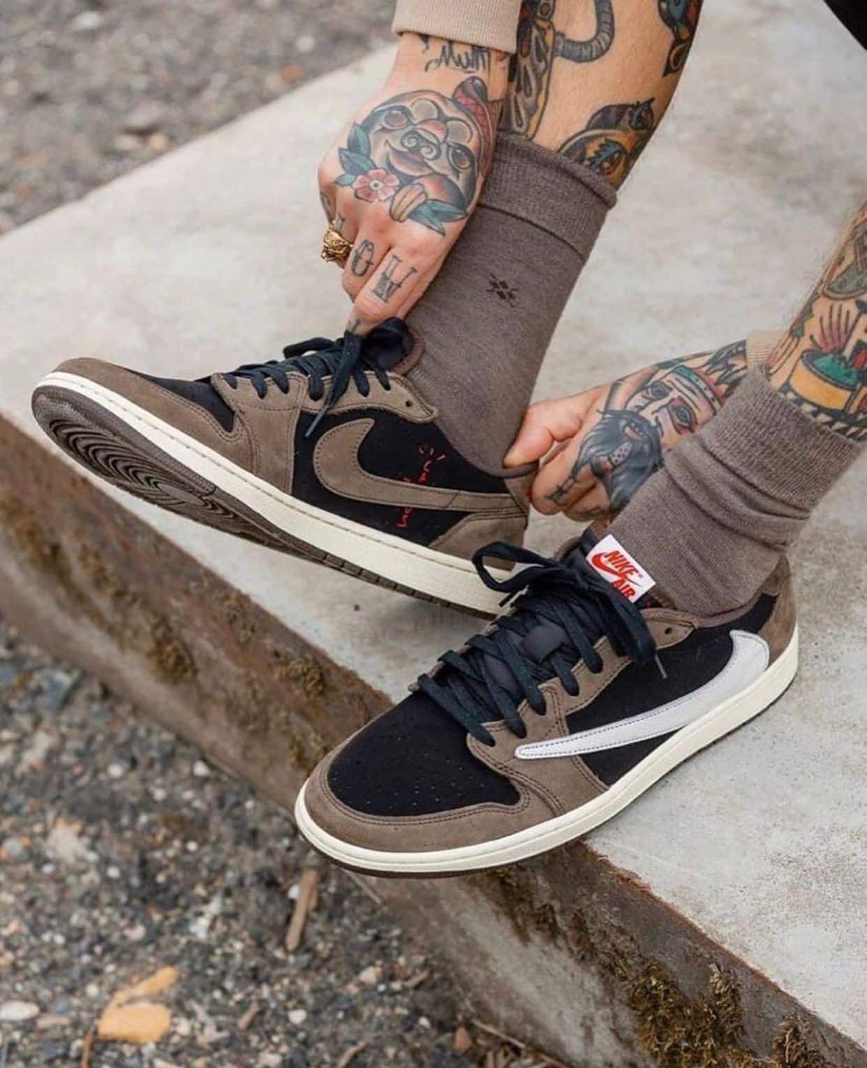 Nike Air 1 Travis Scott Mocha Brown Black Sneakers