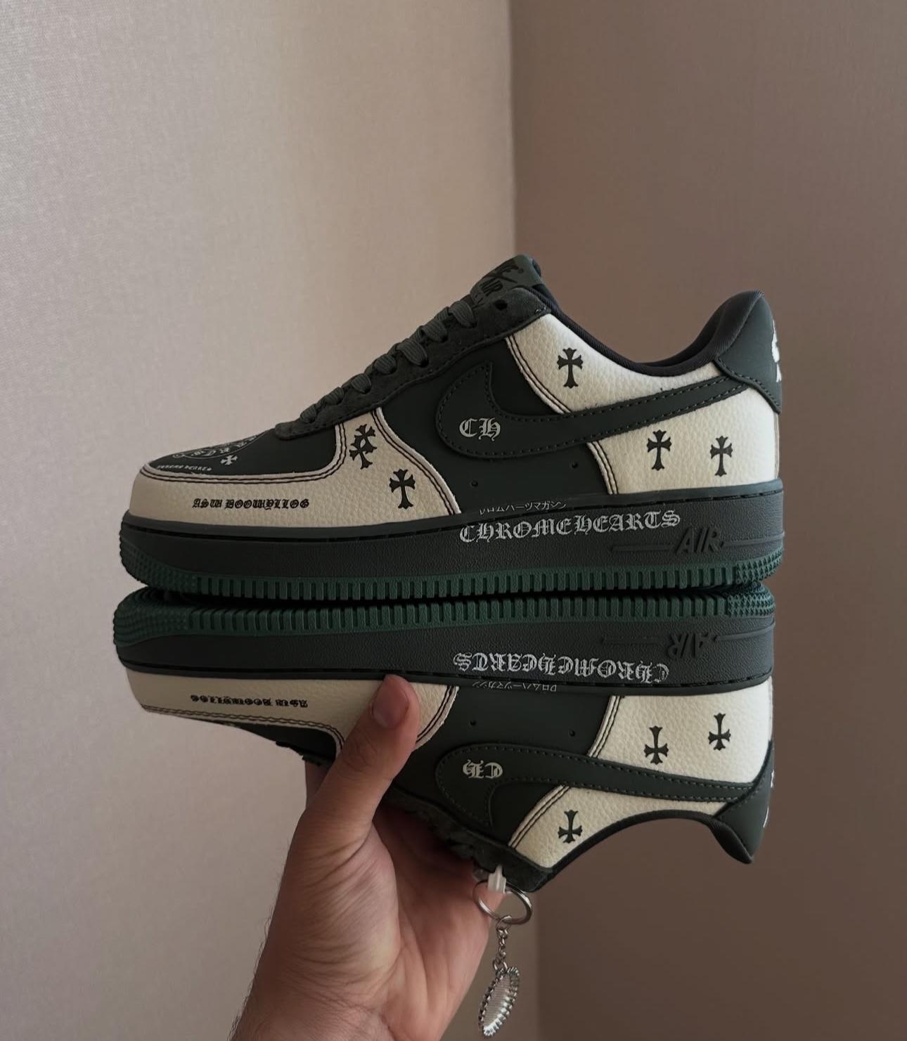 Nike Airforce 1 Dark Green Leather Sneakers