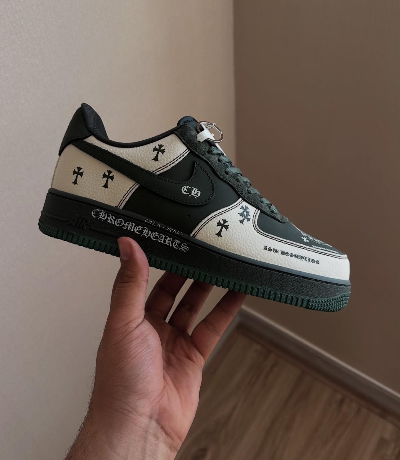 Nike Airforce 1 Dark Green Leather Sneakers
