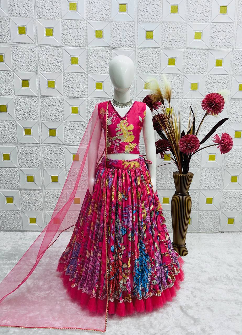 Shopesy Girls Designer Peacock Print Lehenga Choli Set
