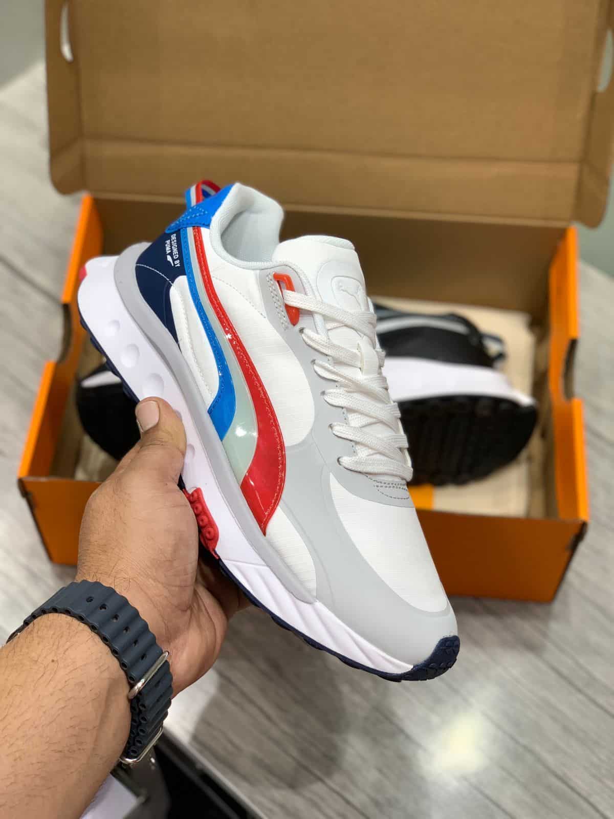 Puma Wild Rider Grey Red Running Shoes