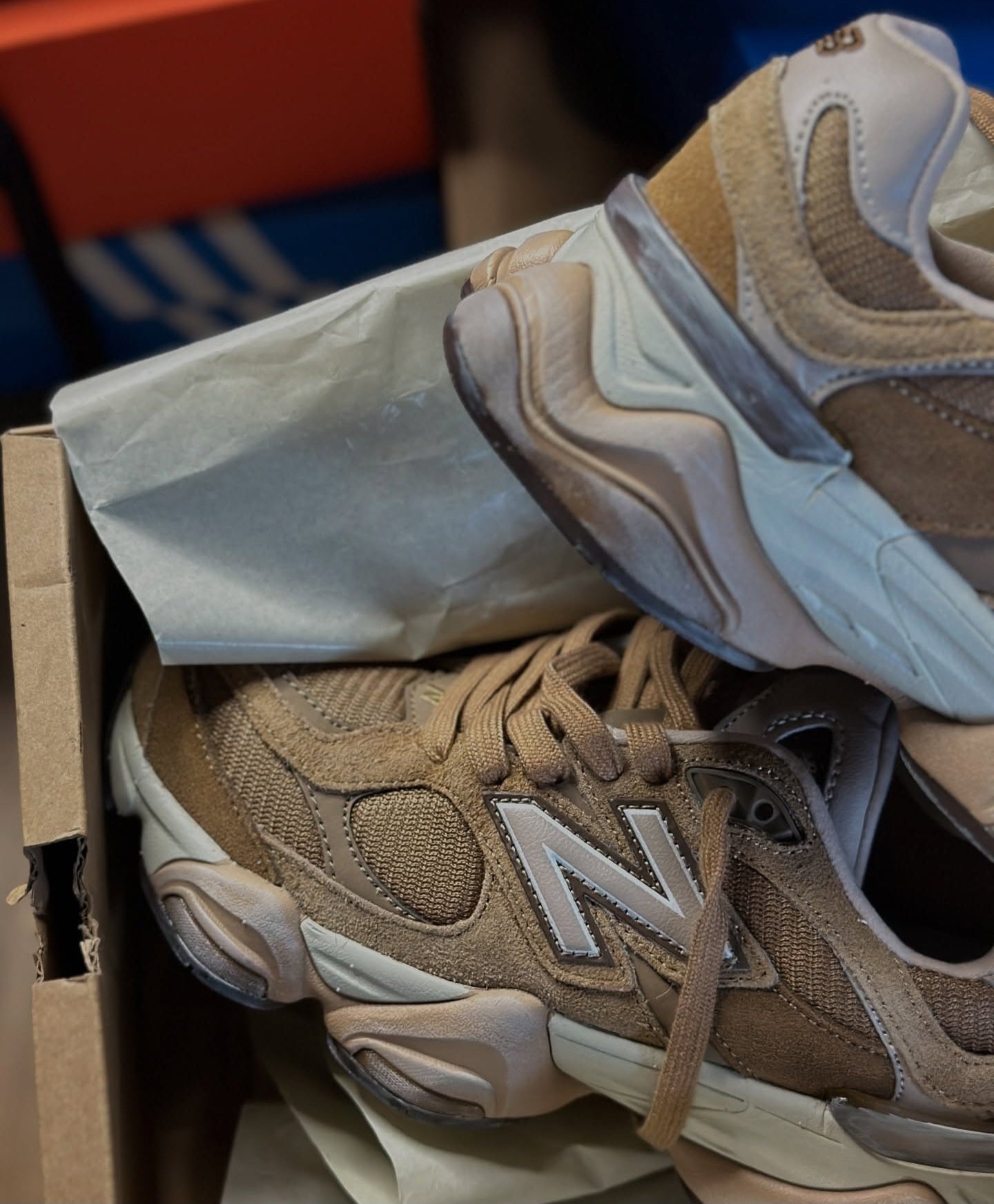 New Balance 9060 Brown Cream Sneakers