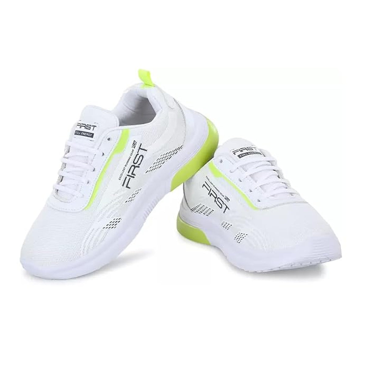 Men's White Neon Green Sports Running Shoes