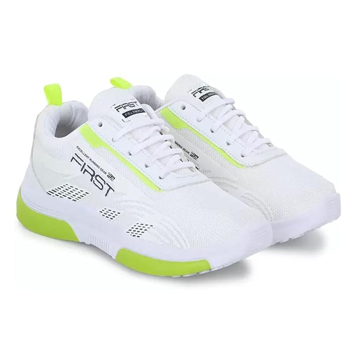 Men's White Neon Green Sports Running Shoes